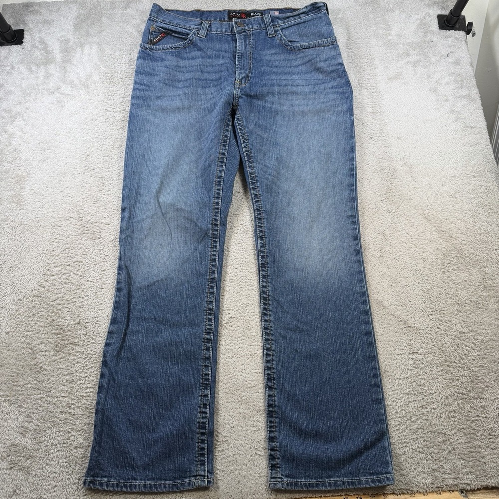 Ariat FR Jeans Mens 36x34 Blue Denim M4 Relaxed Boot Cut Cowboy Workwear Rodeo